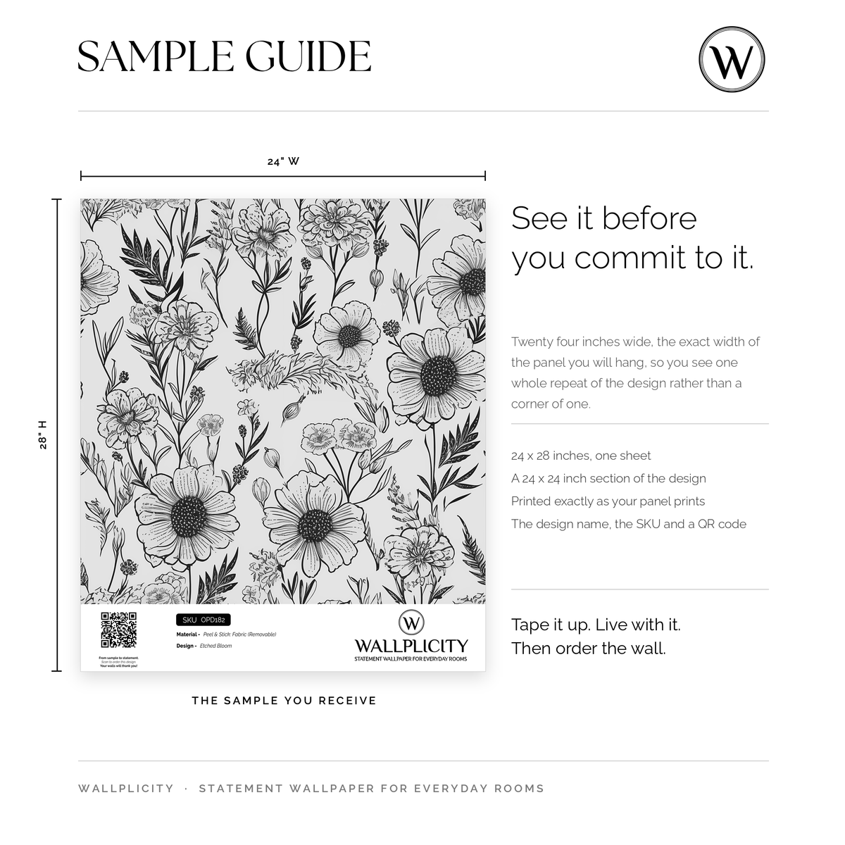 Etched Bloom wallpaper sample guide