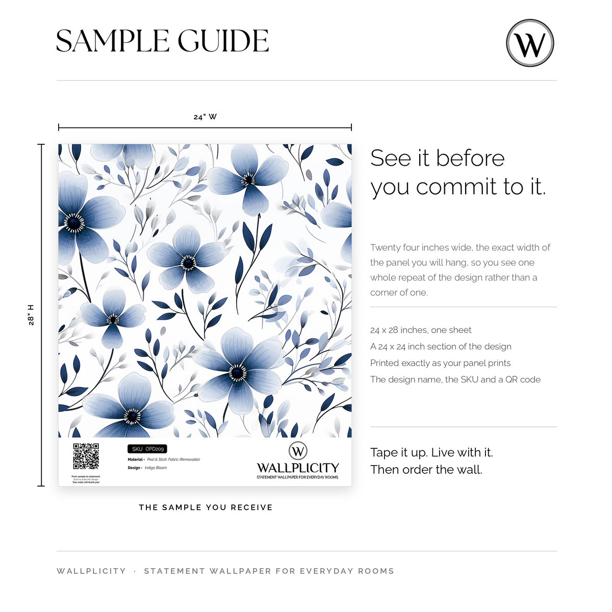 Indigo Bloom wallpaper sample guide