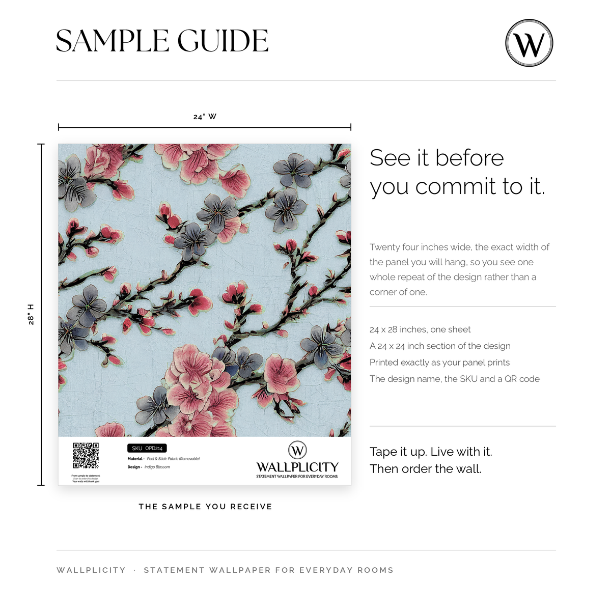 Indigo Blossom wallpaper sample guide