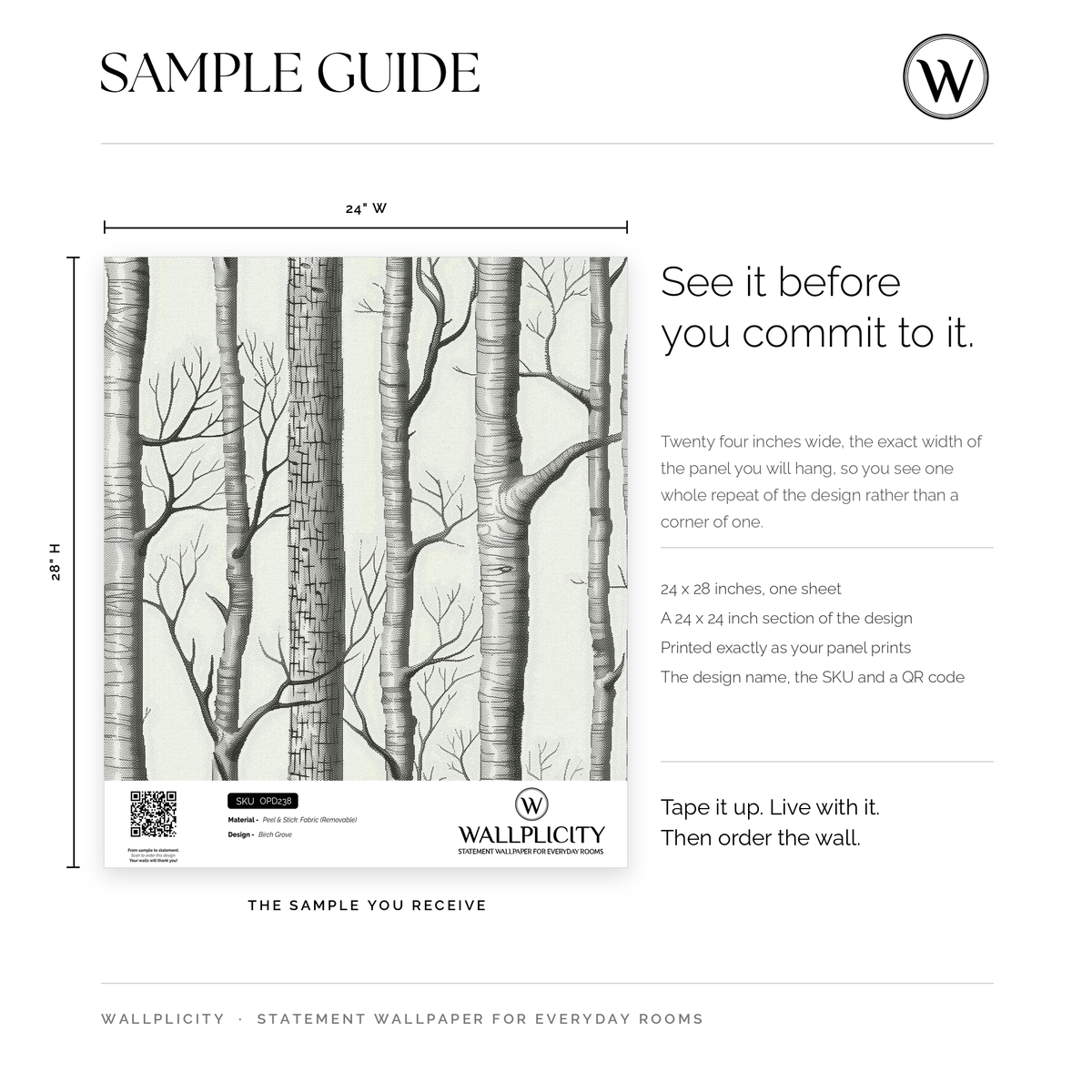 Birch Grove wallpaper sample guide