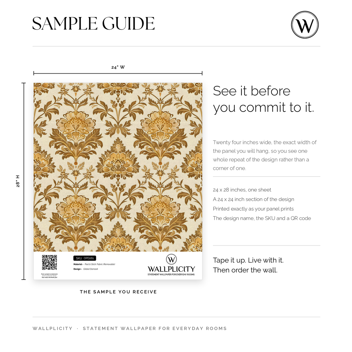 Gilded Damask wallpaper sample guide