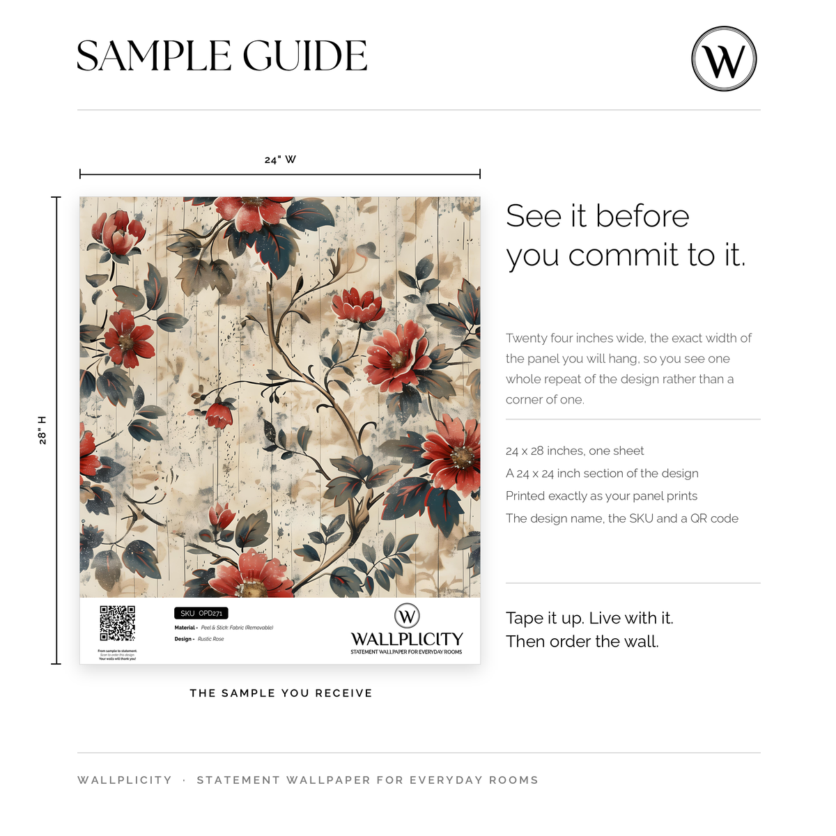Rustic Rose wallpaper sample guide
