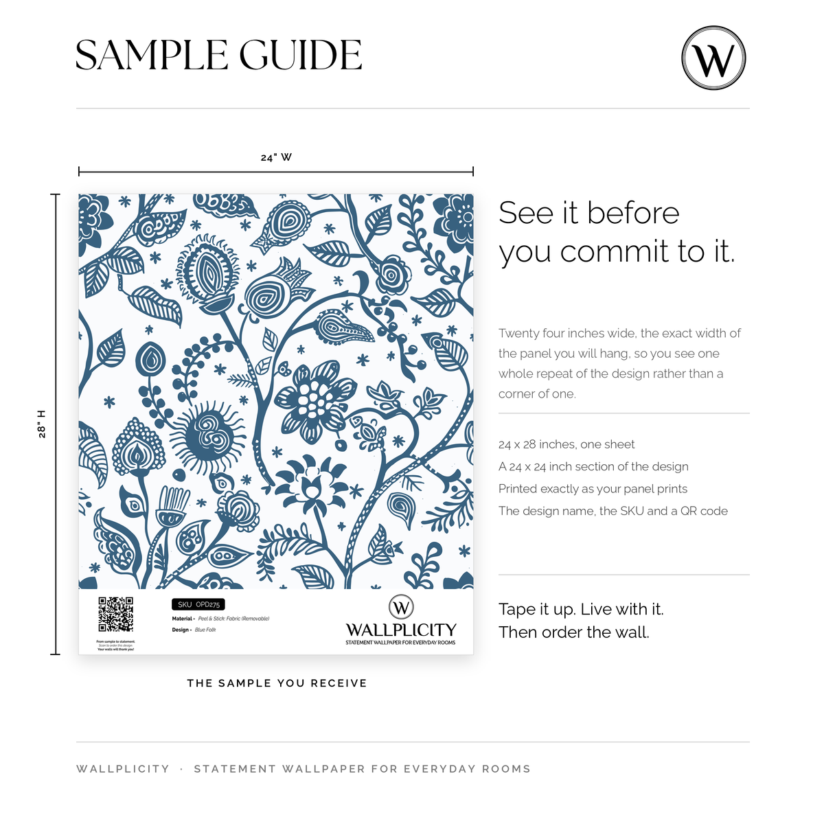 Blue Folk wallpaper sample guide