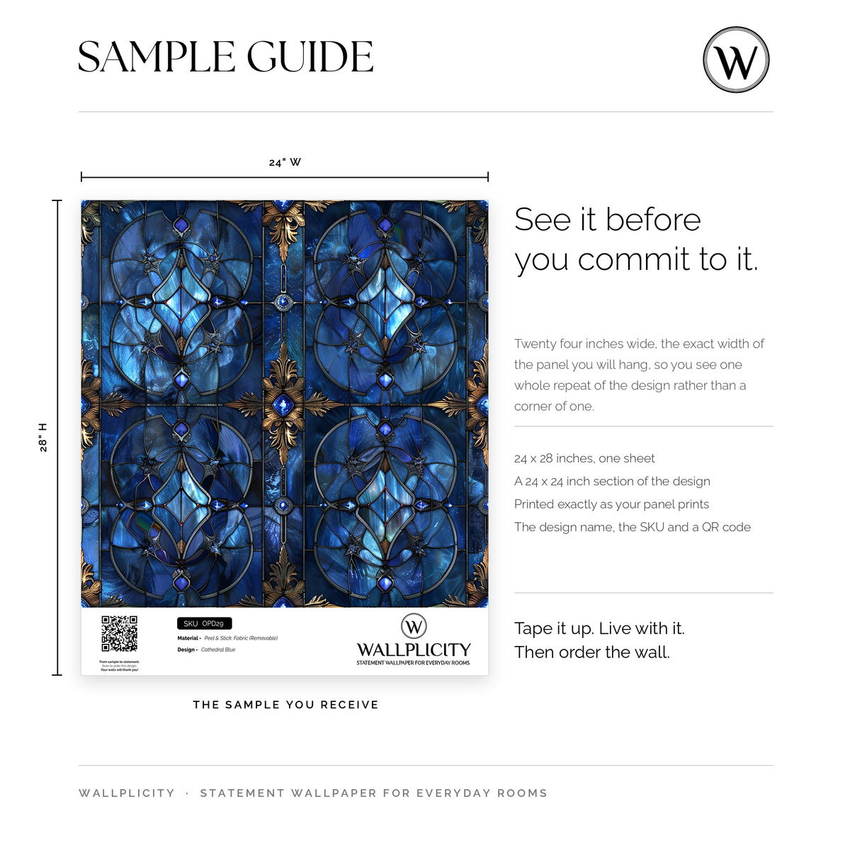Cathedral Blue wallpaper sample guide