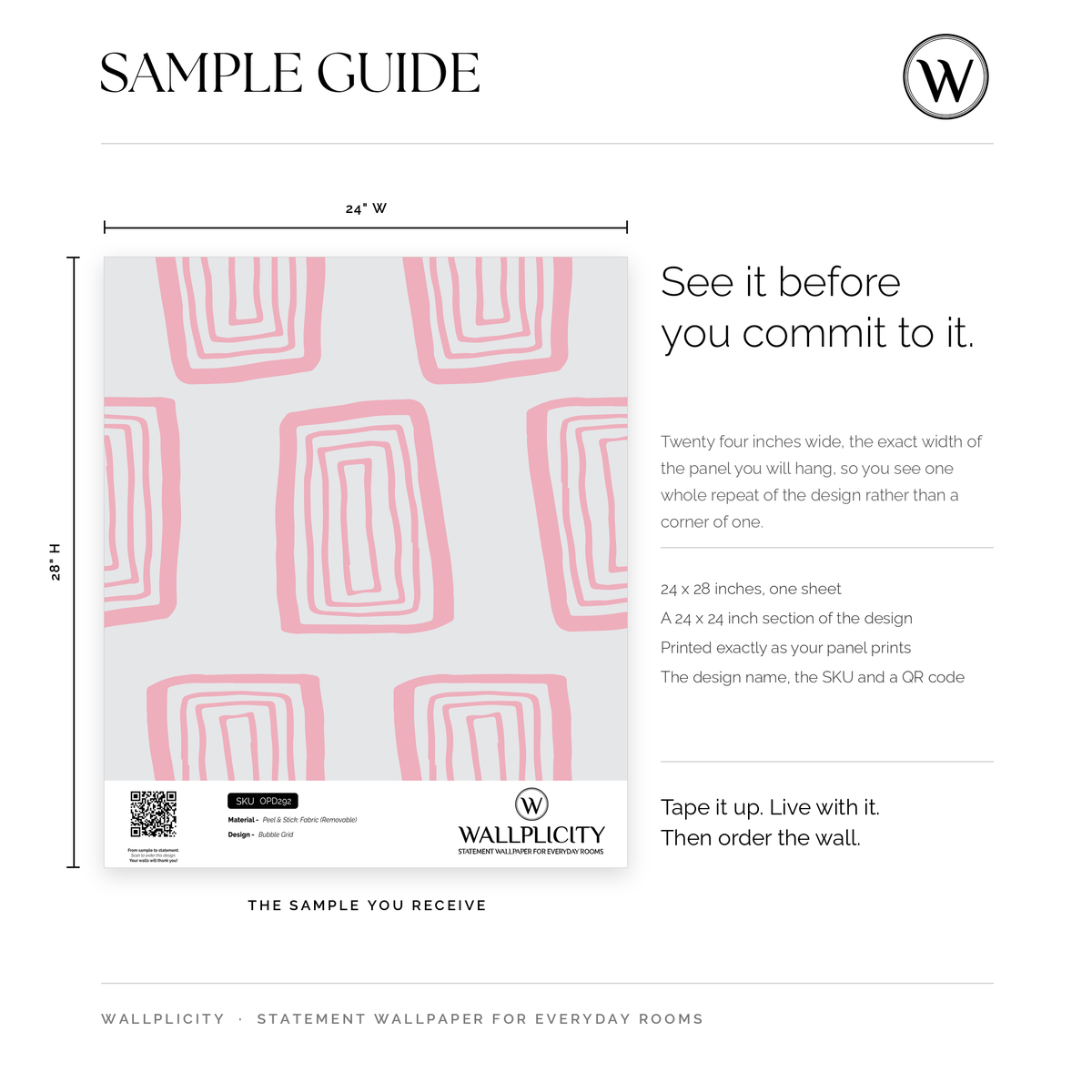 Bubble Grid wallpaper sample guide
