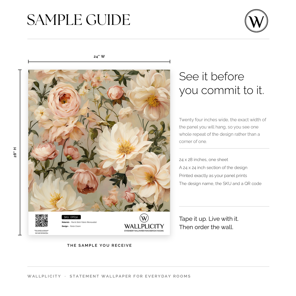 Parlor Cream wallpaper sample guide
