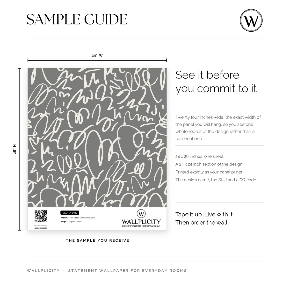 Graphite Doodle wallpaper sample guide