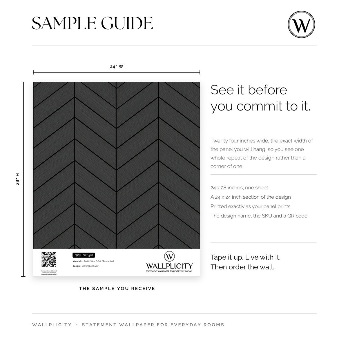 Herringbone Noir wallpaper sample guide