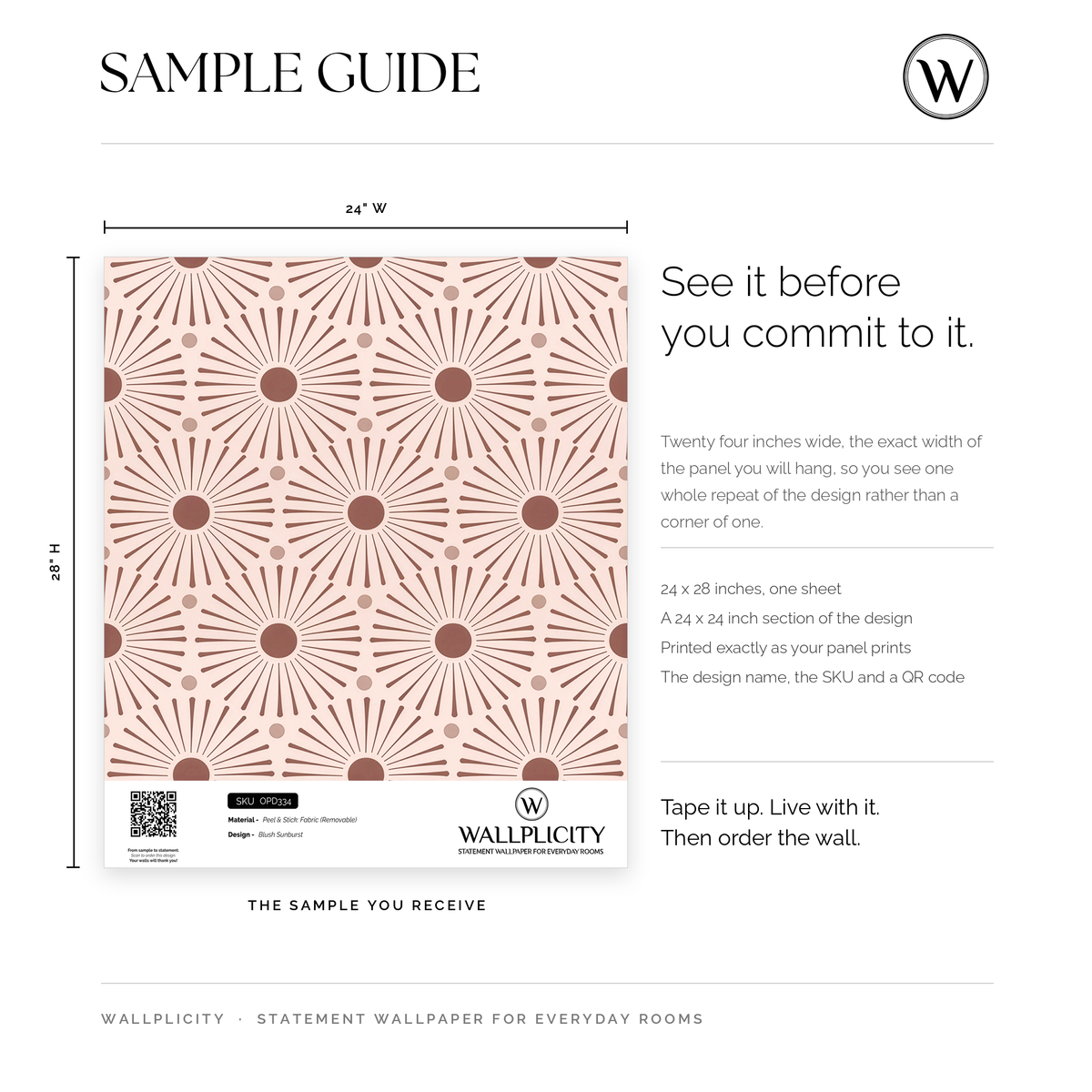 Blush Sunburst wallpaper sample guide