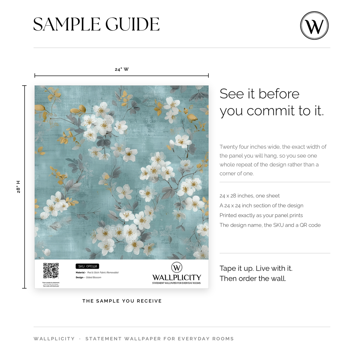 Gilded Blossom wallpaper sample guide
