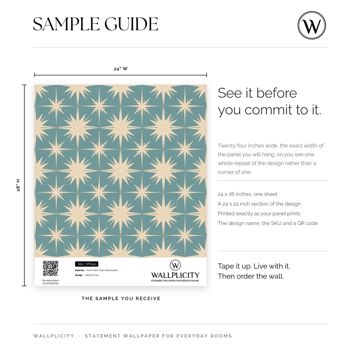 Starburst Teal wallpaper sample guide