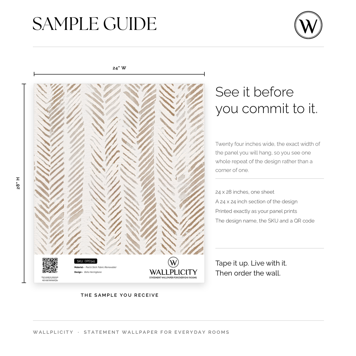 Boho Herringbone wallpaper sample guide