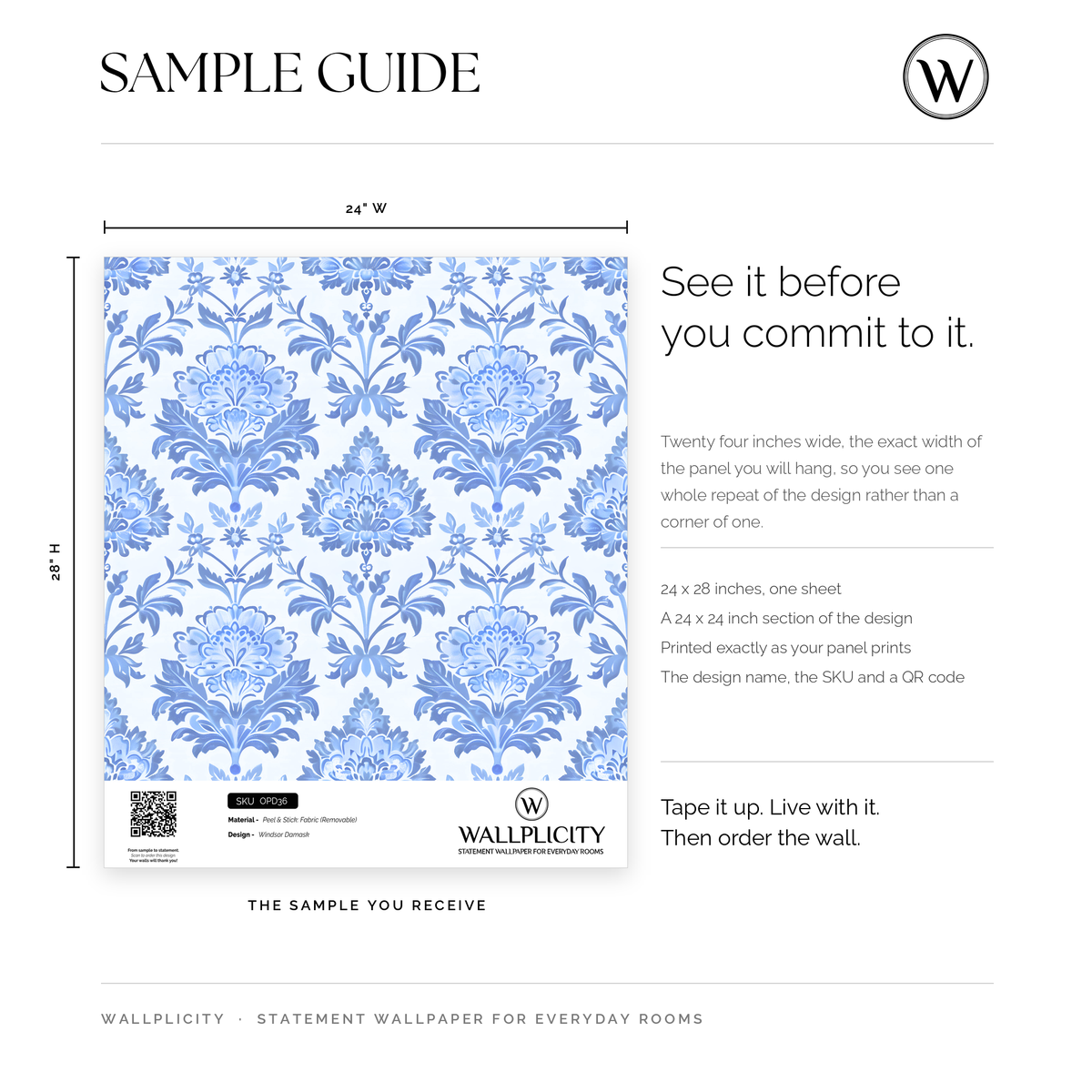 Windsor Damask wallpaper sample guide