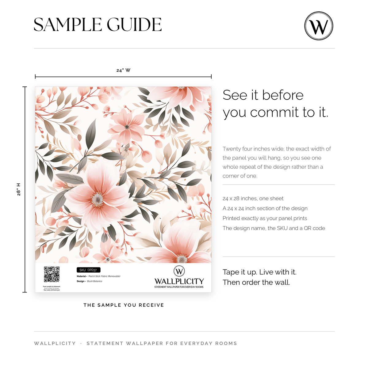 Blush Botanica wallpaper sample guide