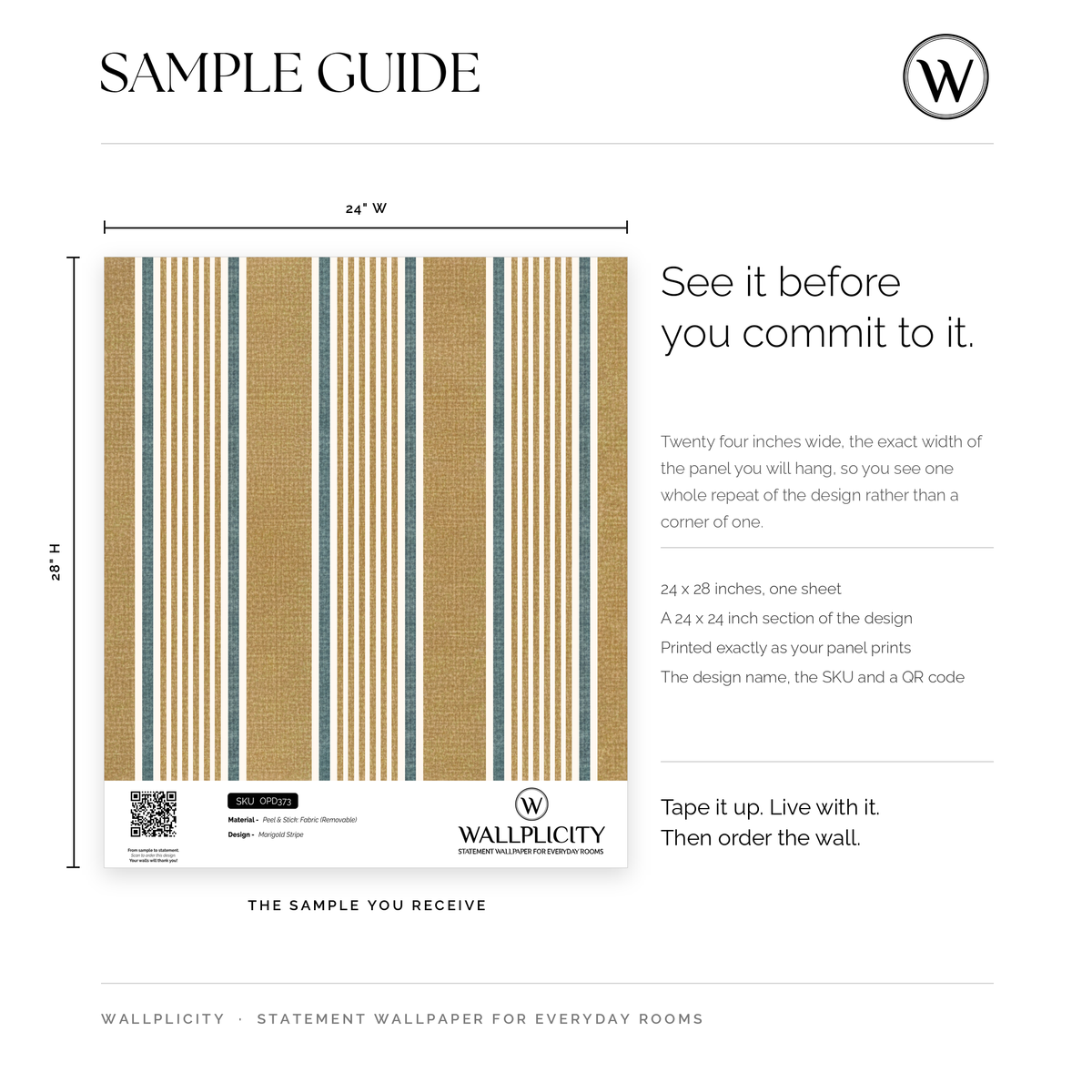 Marigold Stripe wallpaper sample guide