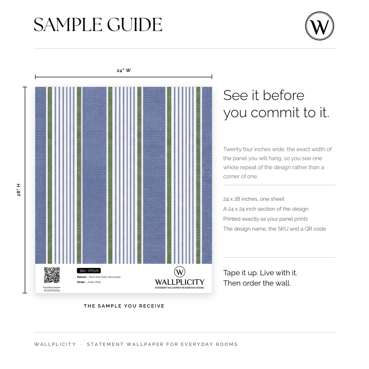 Juniper Stripe wallpaper sample guide