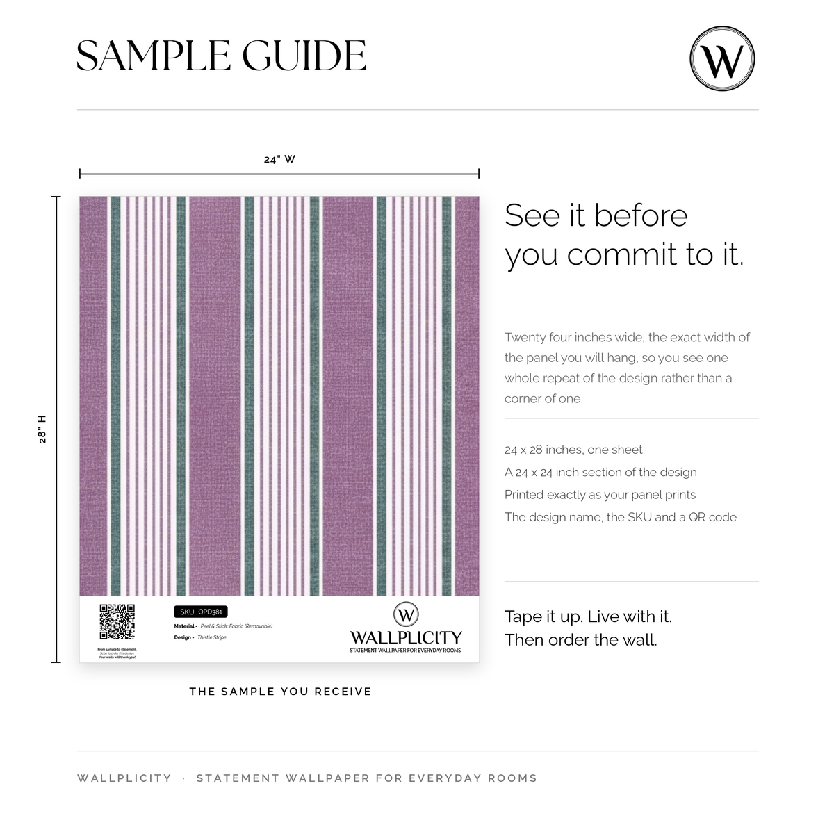 Thistle Stripe wallpaper sample guide