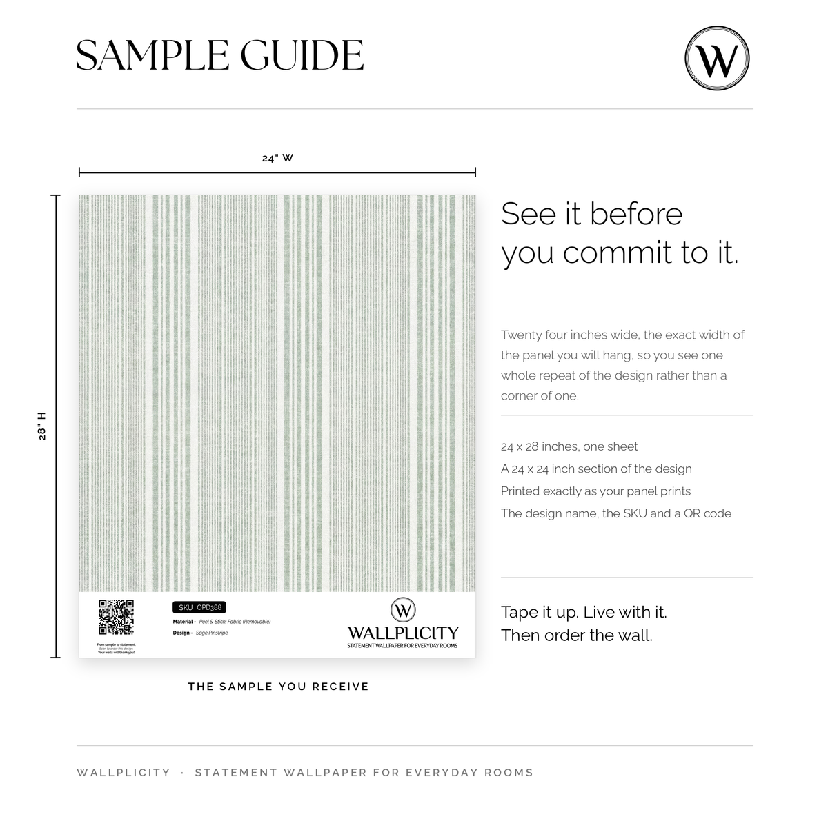 Sage Pinstripe wallpaper sample guide