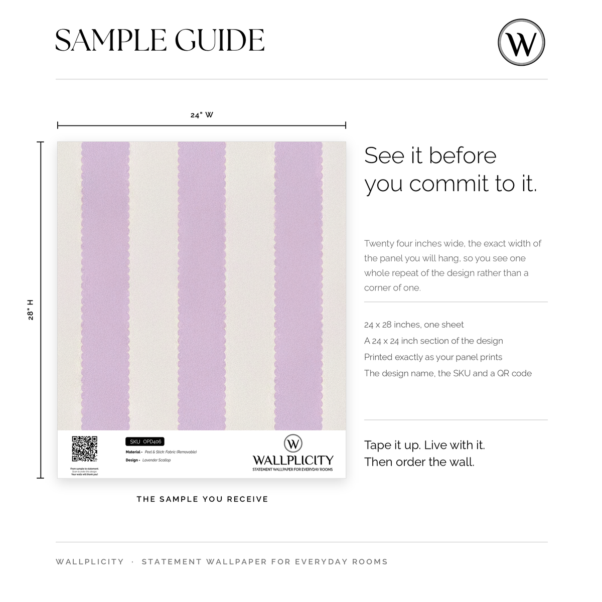 Lavender Scallop wallpaper sample guide