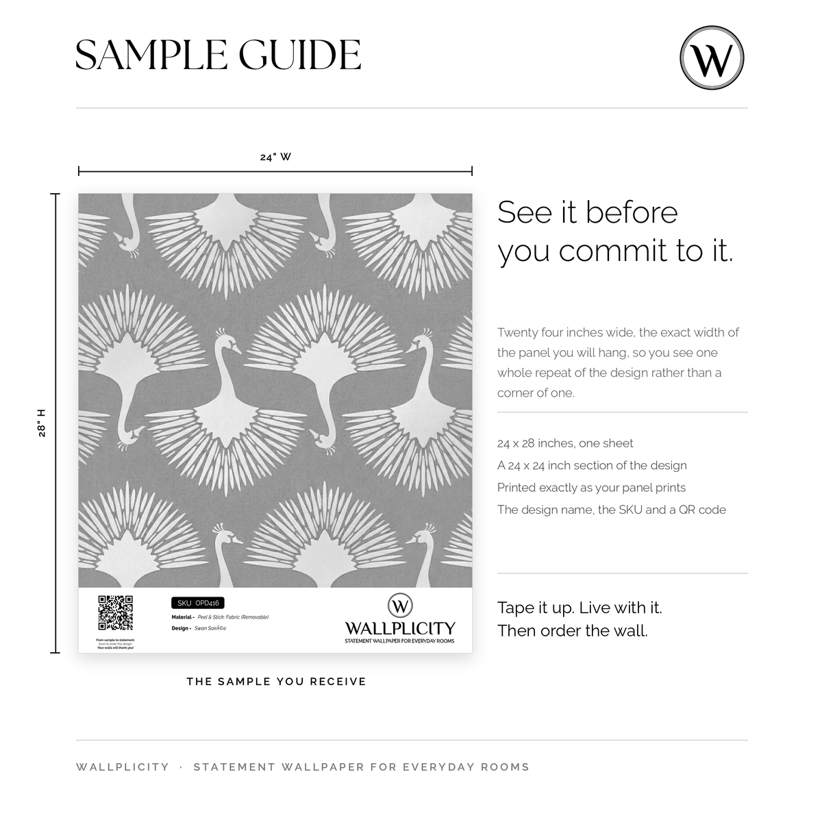 Swan Soirée wallpaper sample guide