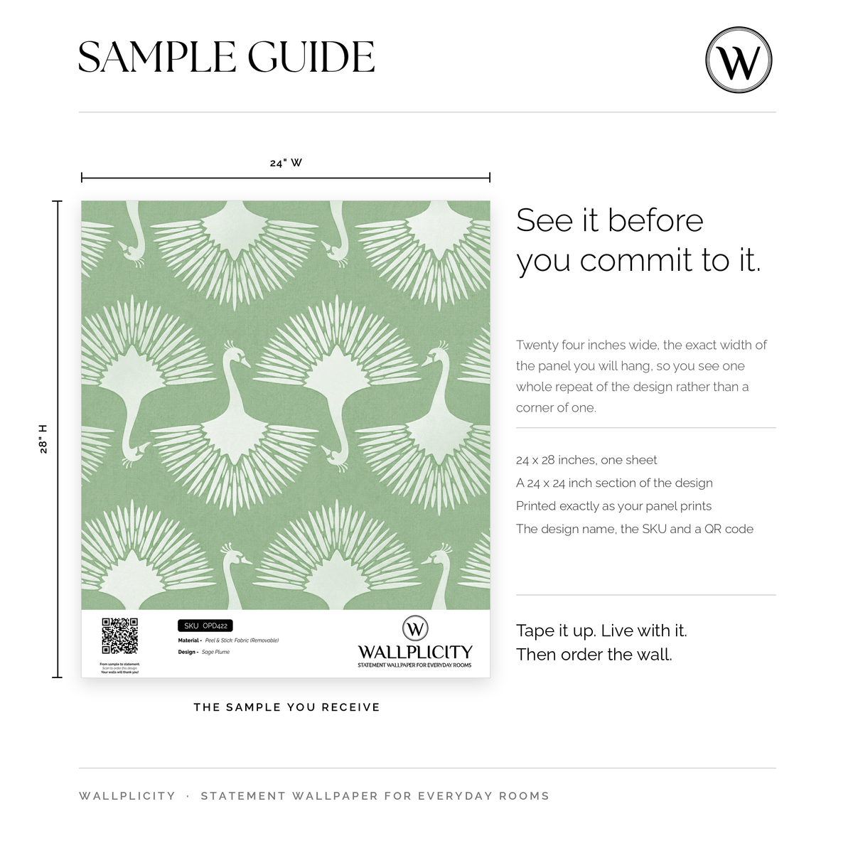 Sage Plume wallpaper sample guide