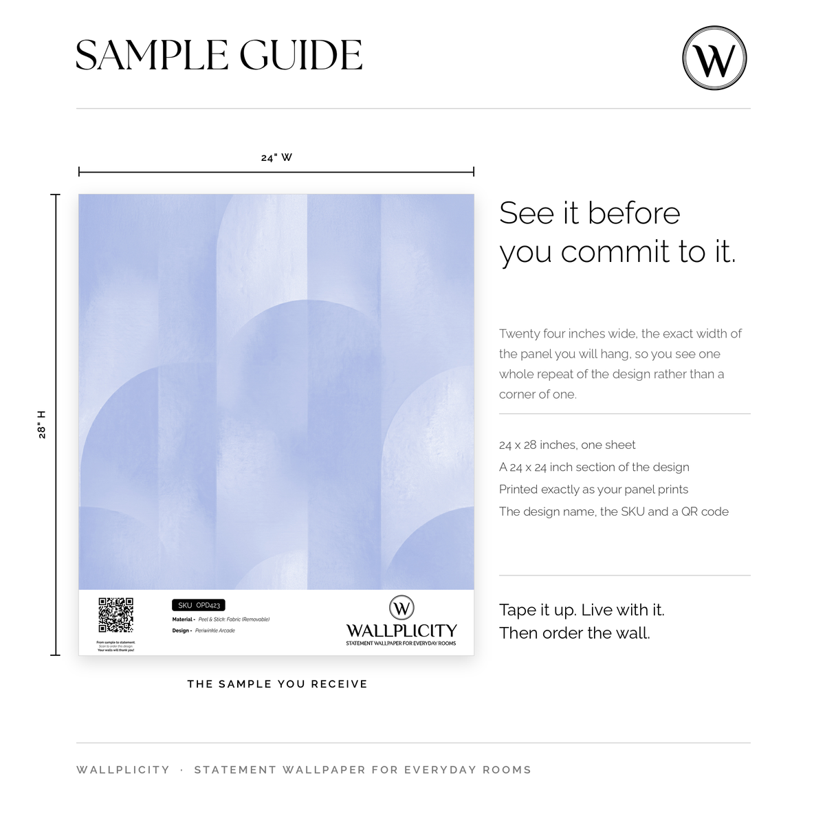 Periwinkle Arcade wallpaper sample guide