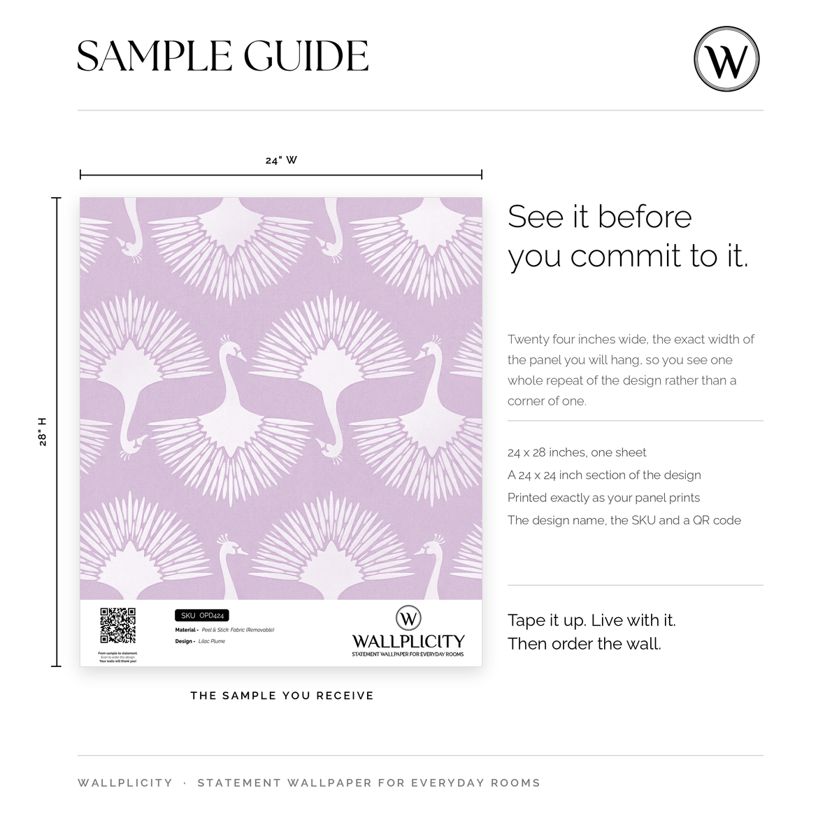 Lilac Plume wallpaper sample guide