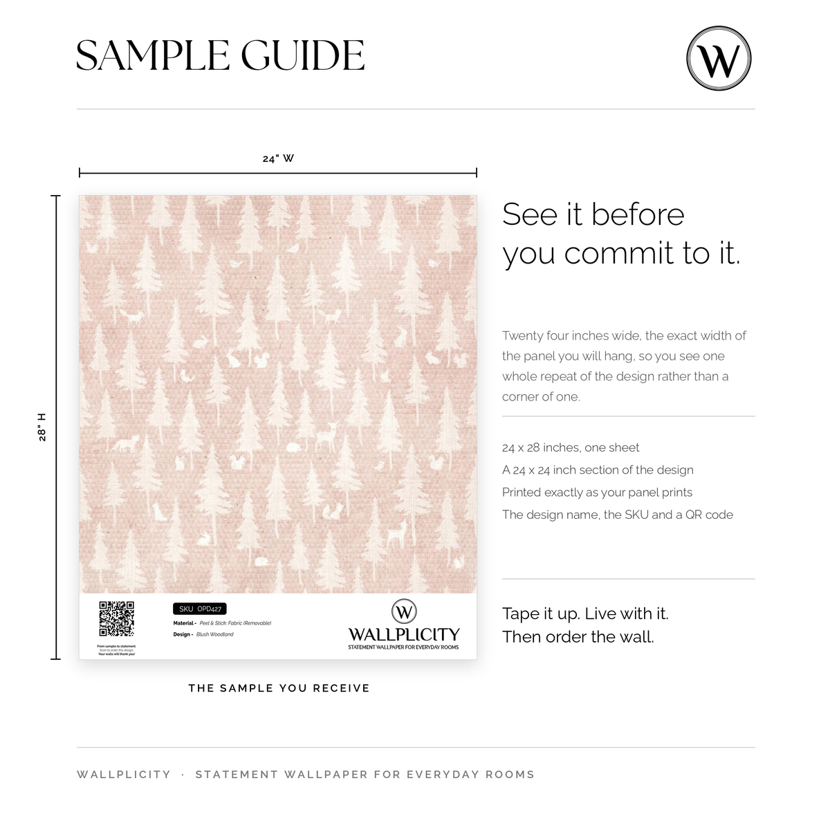 Blush Woodland wallpaper sample guide
