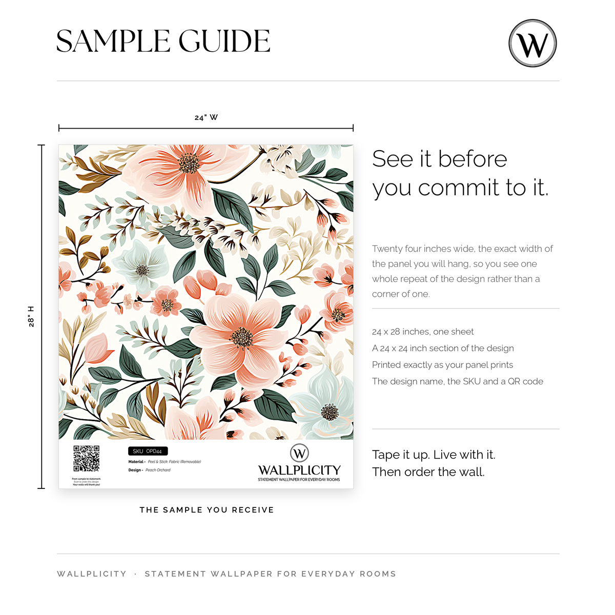 Peach Orchard wallpaper sample guide