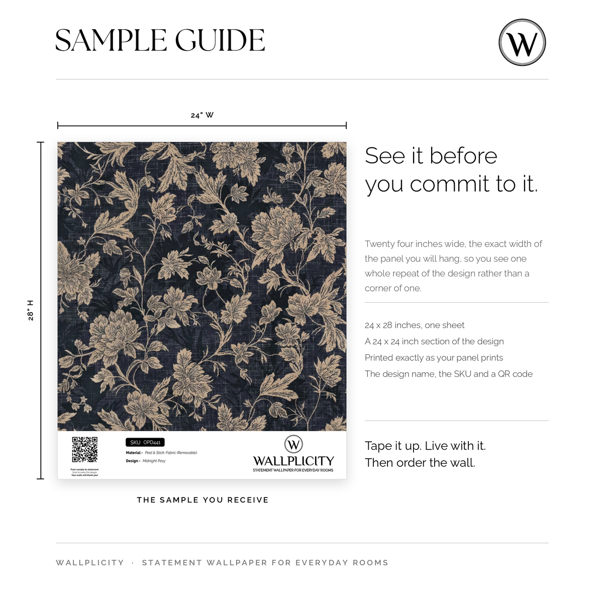 Midnight Posy wallpaper sample guide