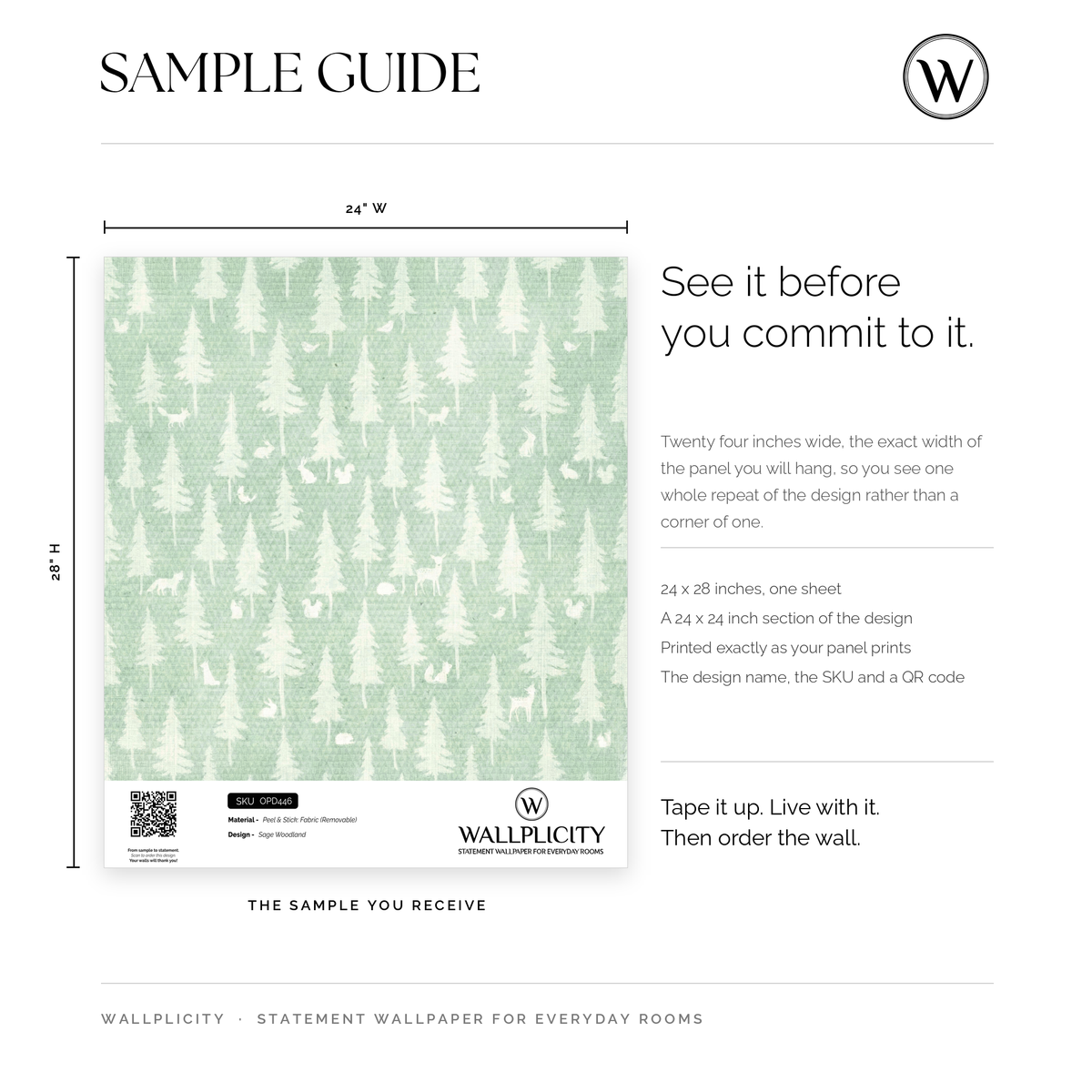 Sage Woodland wallpaper sample guide