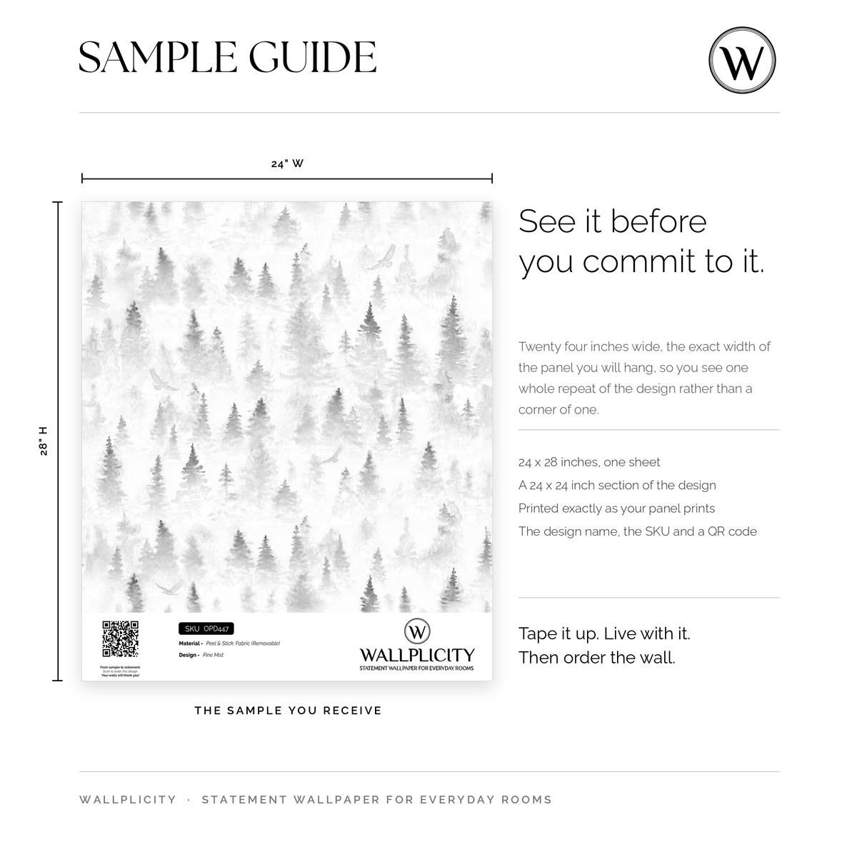 Pine Mist wallpaper sample guide