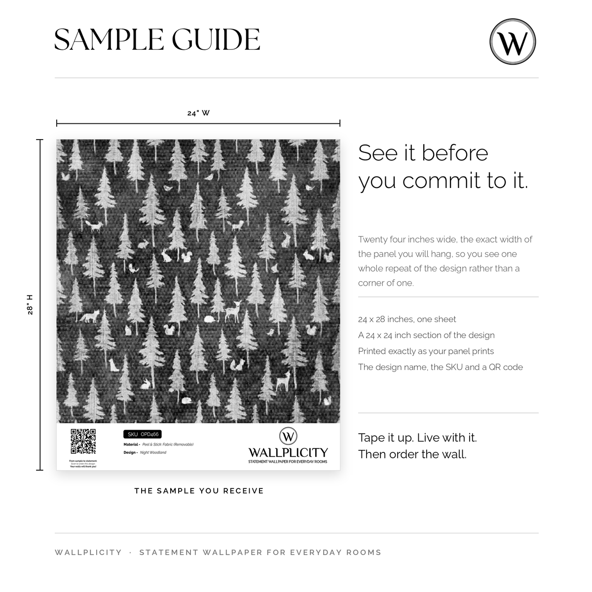 Night Woodland wallpaper sample guide