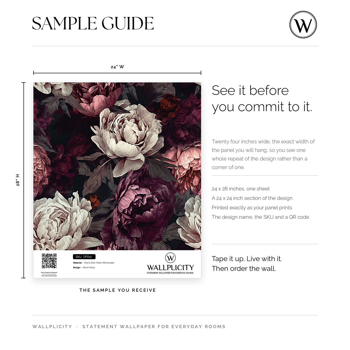 Raven Peony wallpaper sample guide