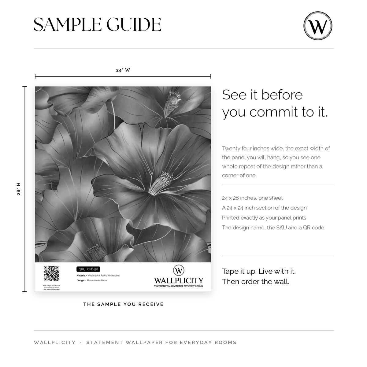 Monochrome Bloom wallpaper sample guide
