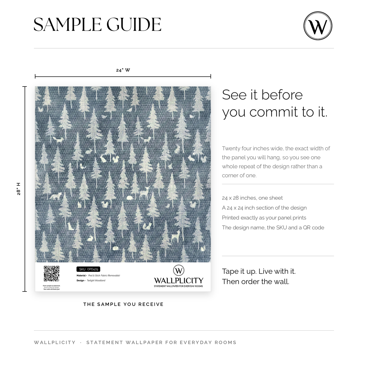 Twilight Woodland wallpaper sample guide