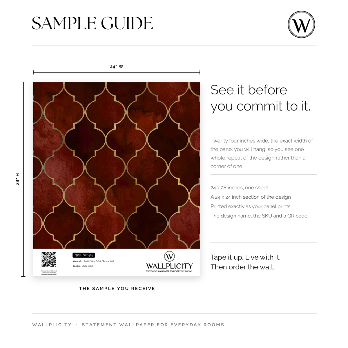 Ruby Trellis wallpaper sample guide