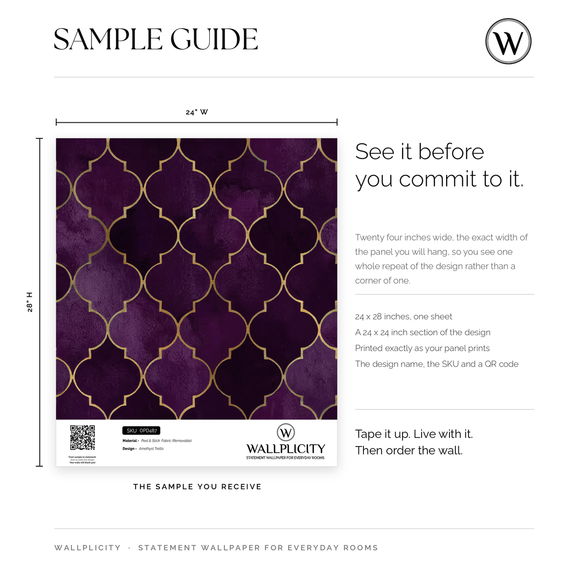 Amethyst Trellis wallpaper sample guide