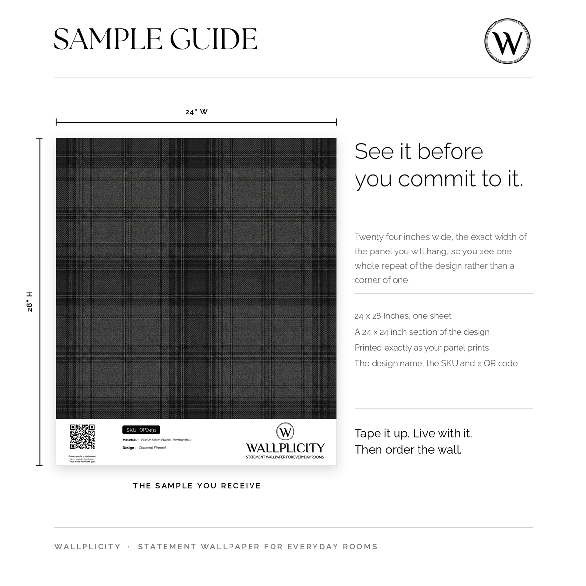 Charcoal Flannel wallpaper sample guide