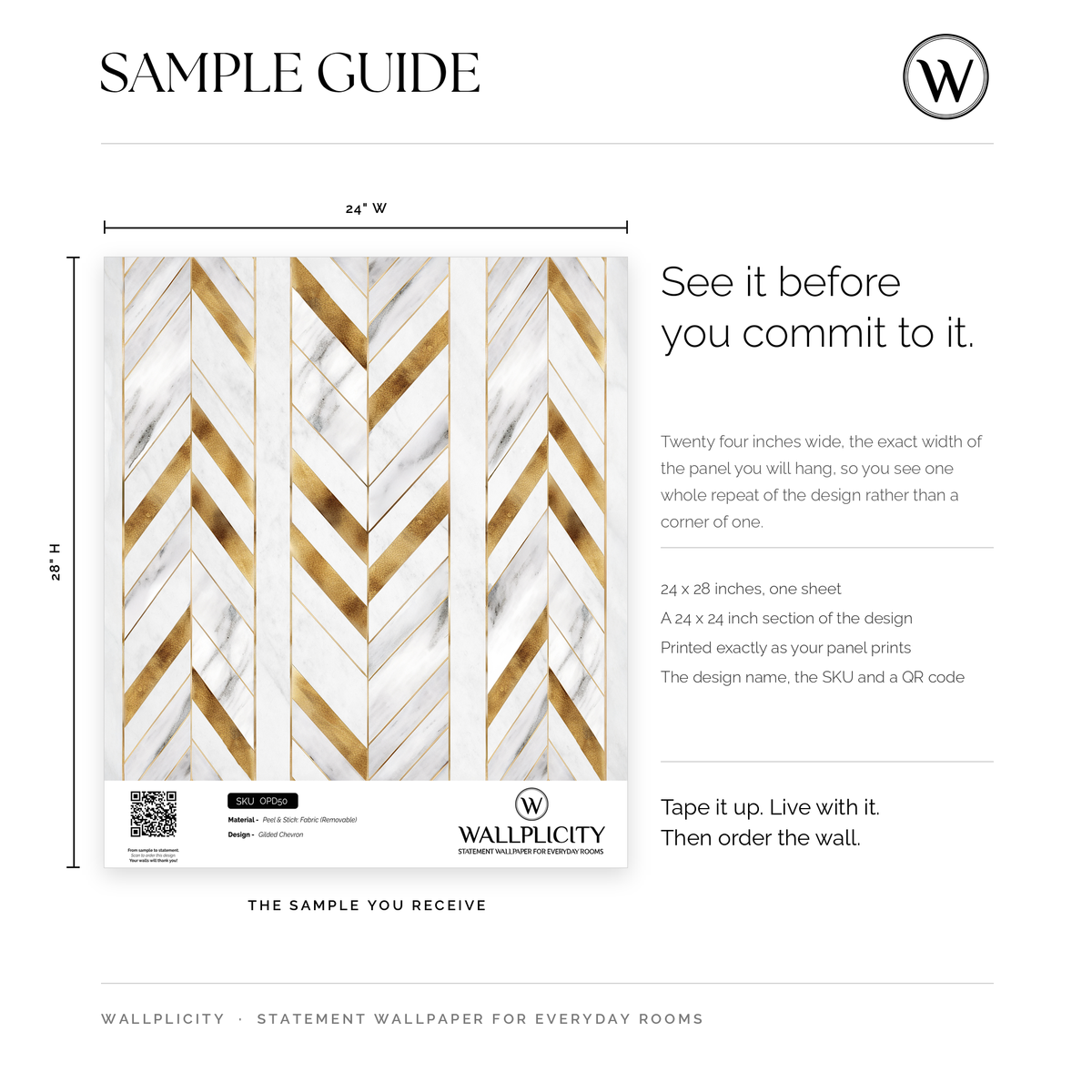 Gilded Chevron wallpaper sample guide