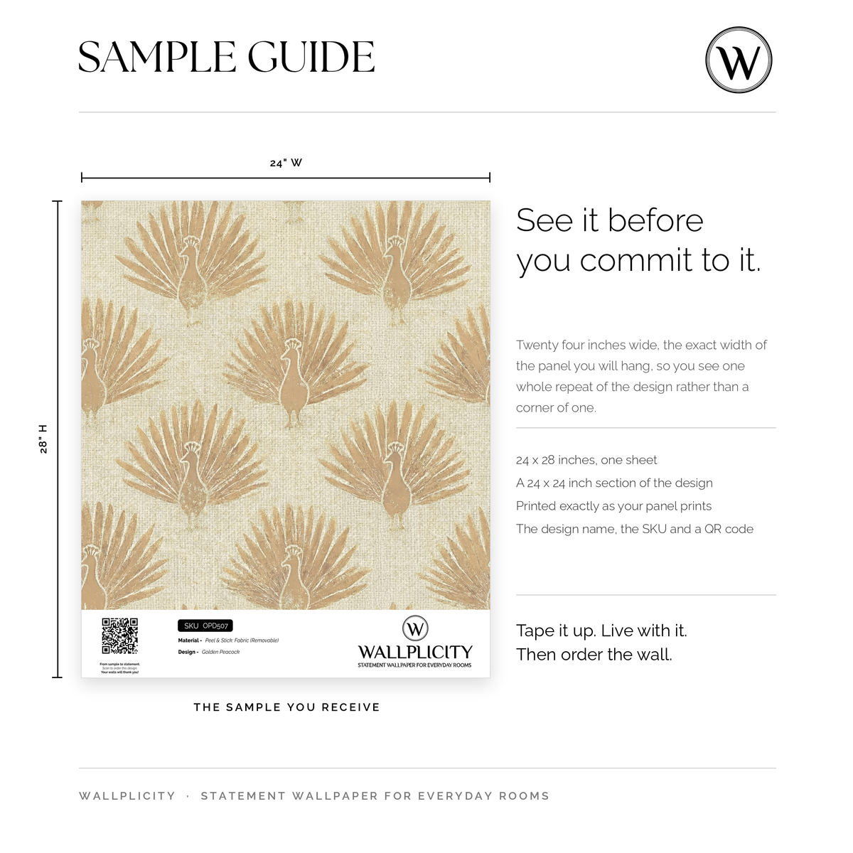 Golden Peacock wallpaper sample guide