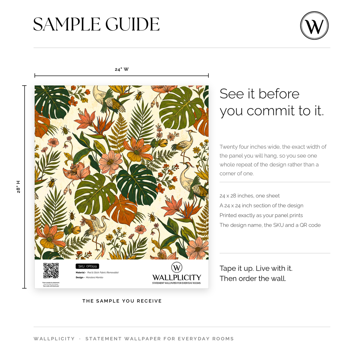 Monstera Mambo wallpaper sample guide