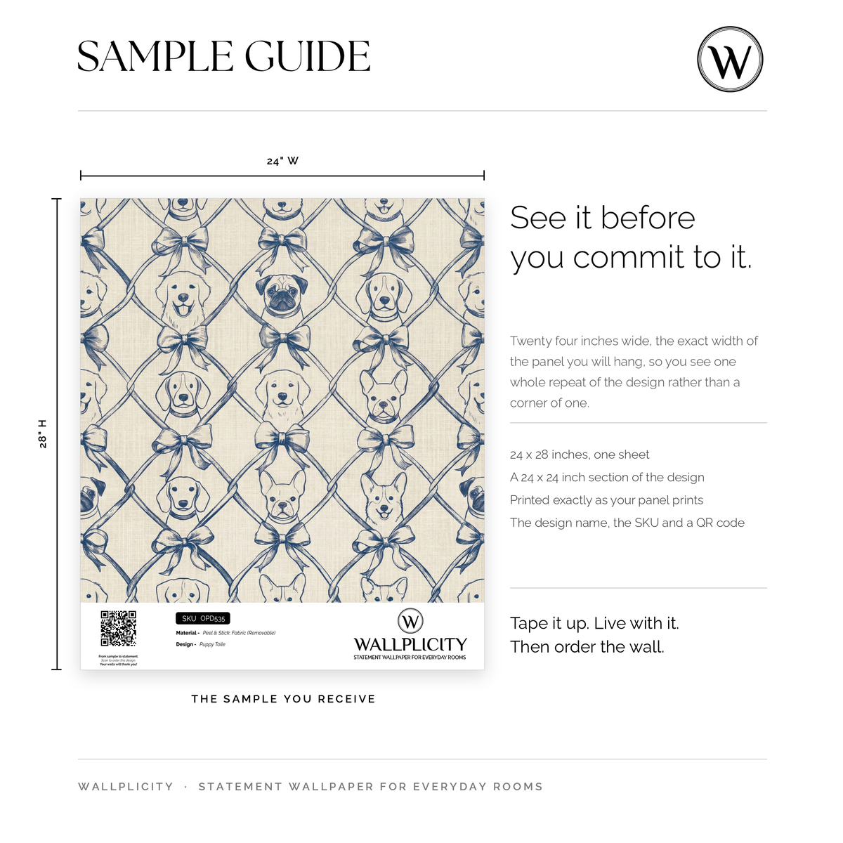Puppy Toile wallpaper sample guide