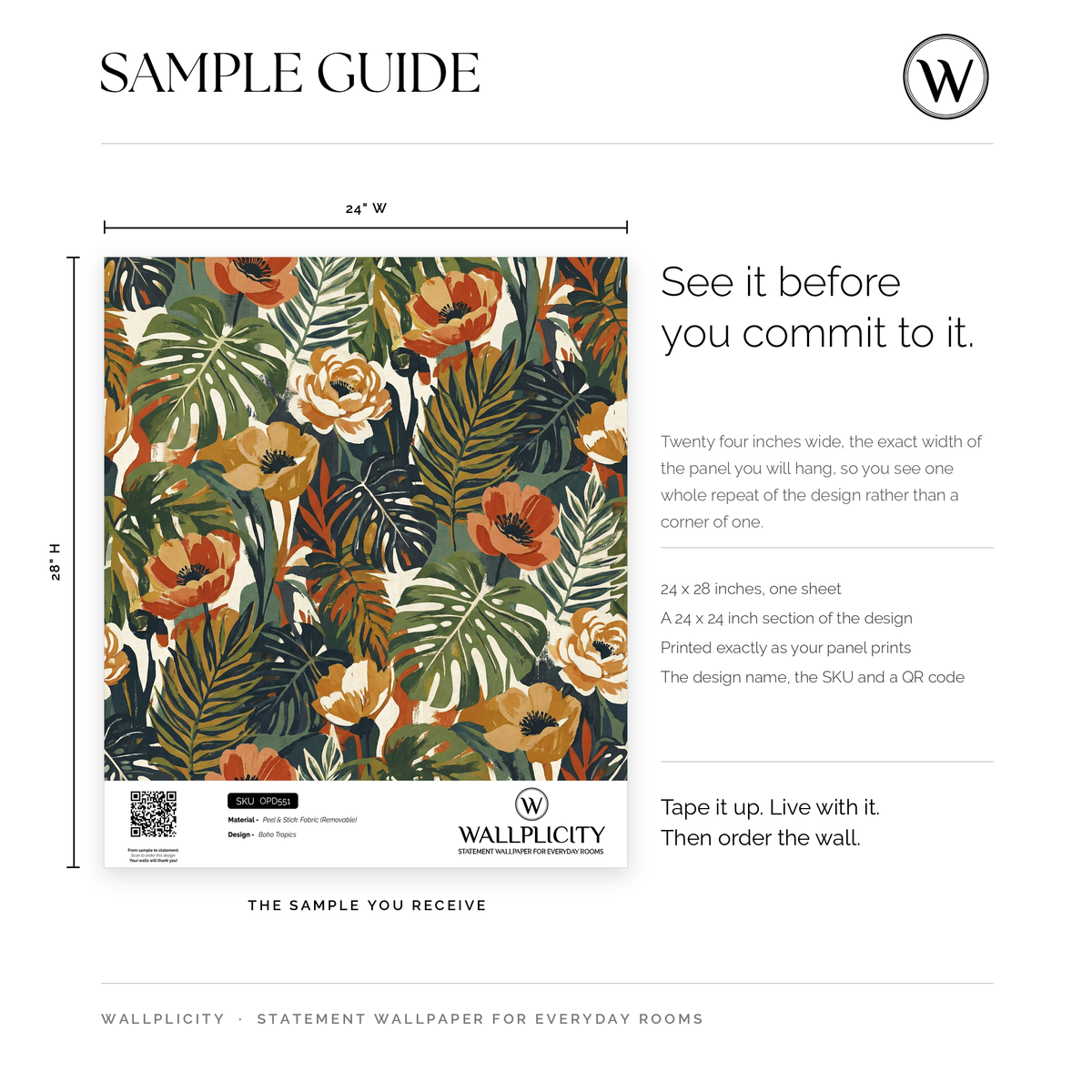 Boho Tropics wallpaper sample guide
