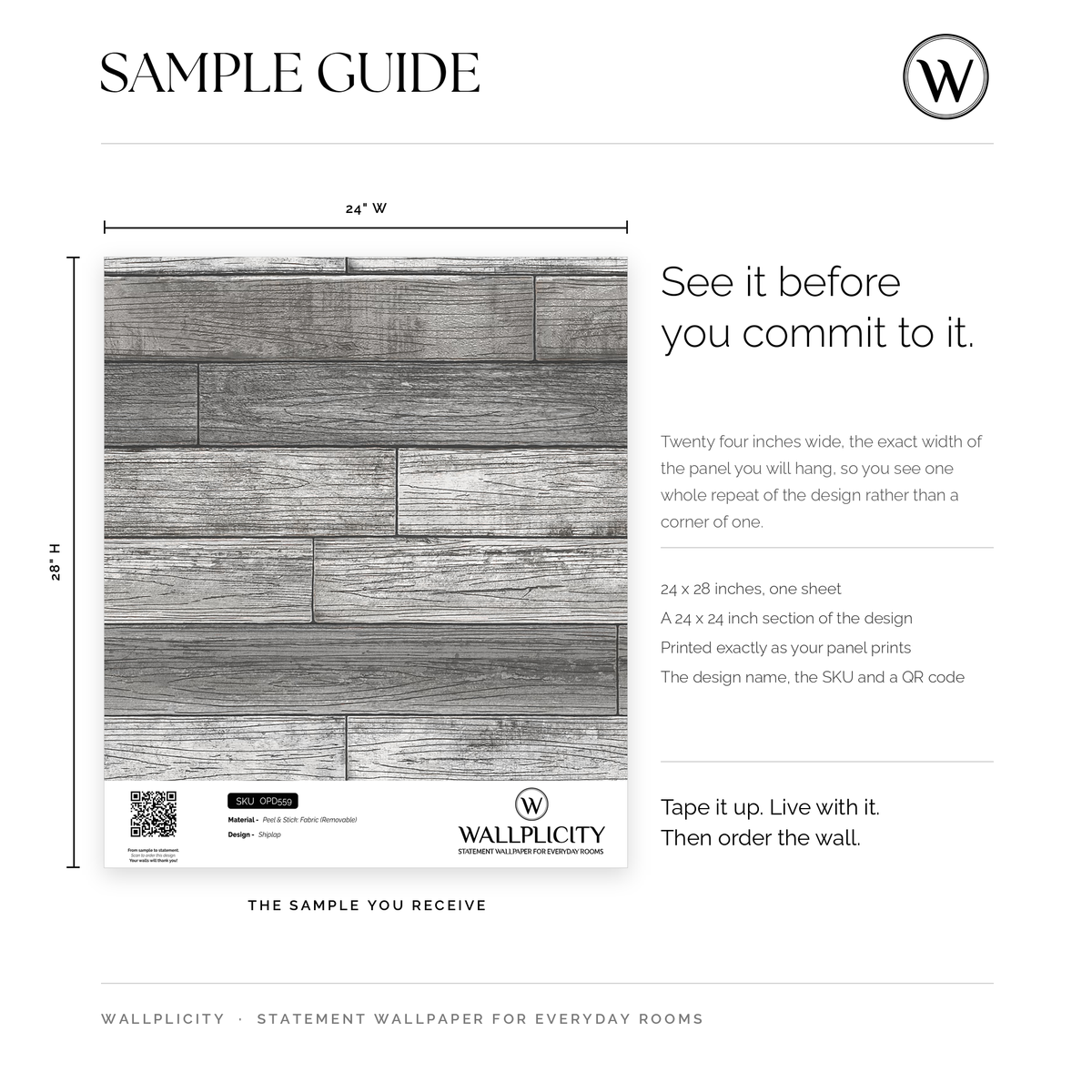Shiplap wallpaper sample guide