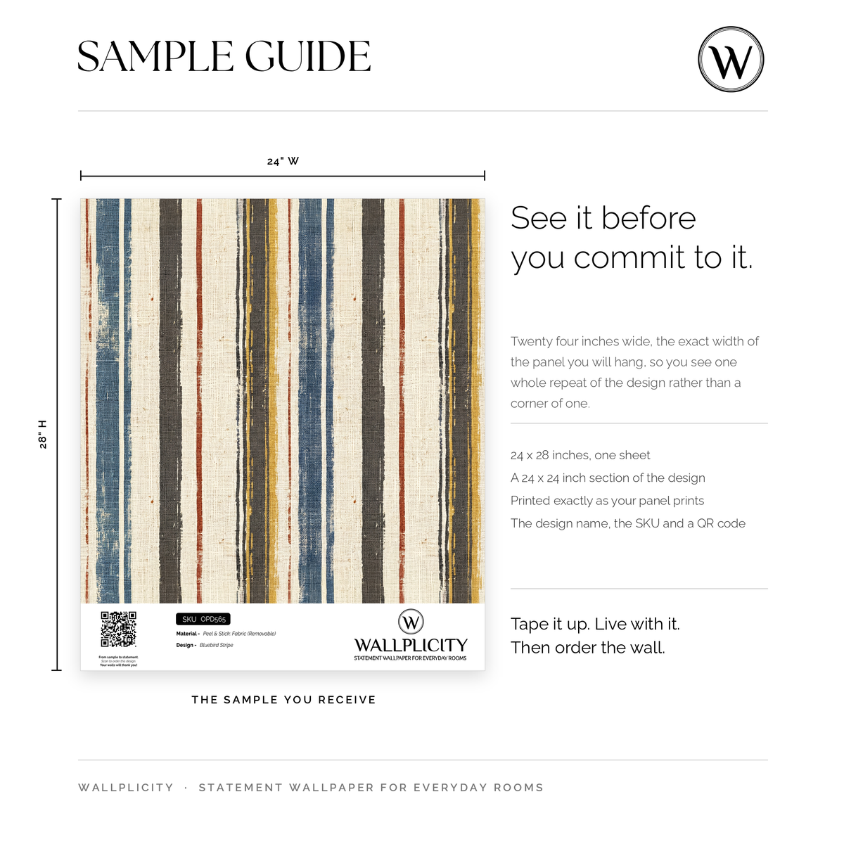 Bluebird Stripe wallpaper sample guide