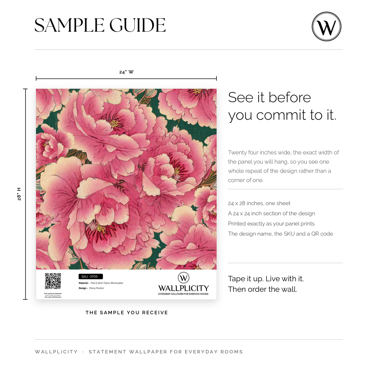 Peony Pavilion wallpaper sample guide