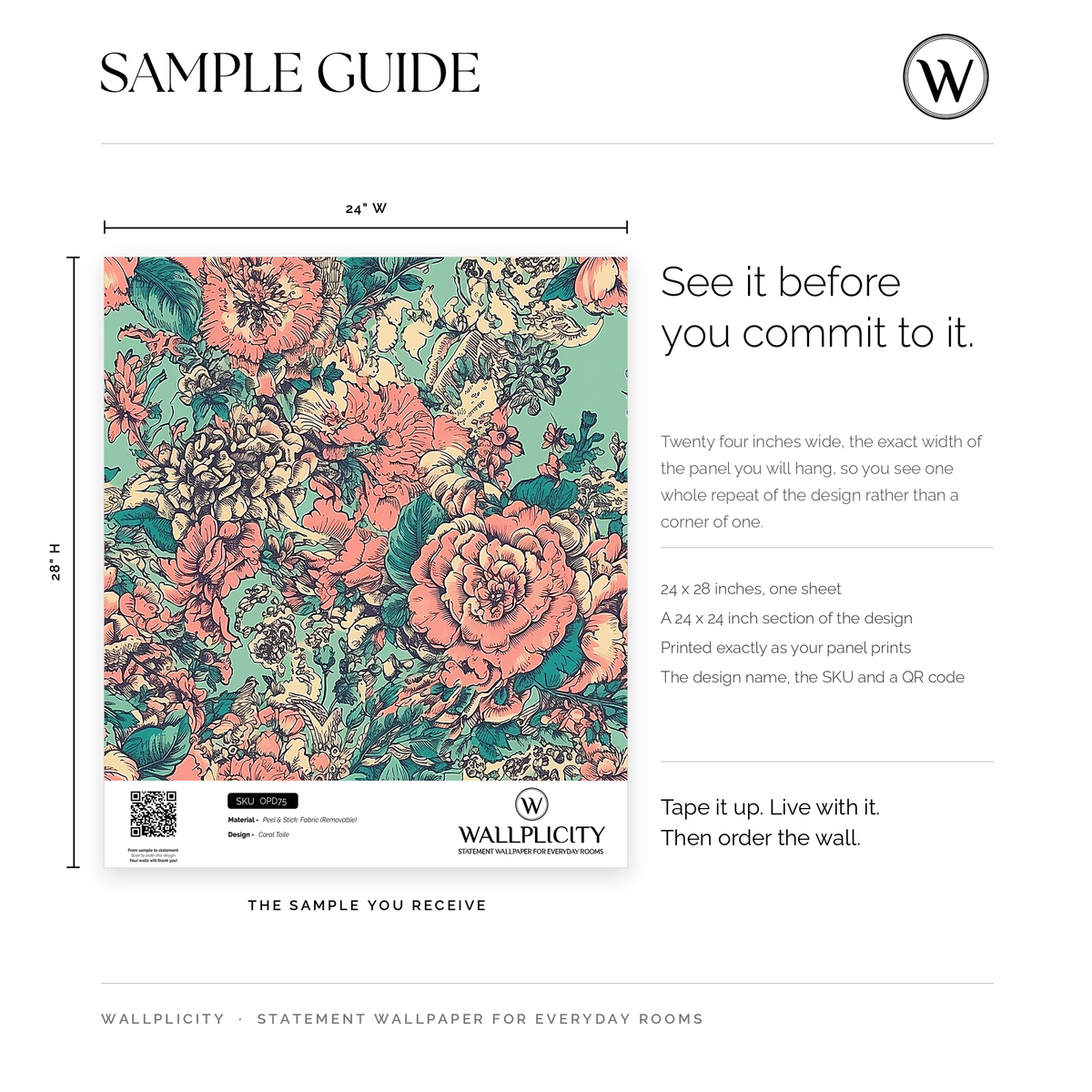 Coral Toile wallpaper sample guide