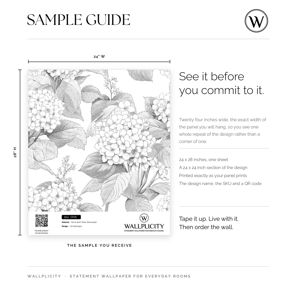 Ink Hydrangea wallpaper sample guide