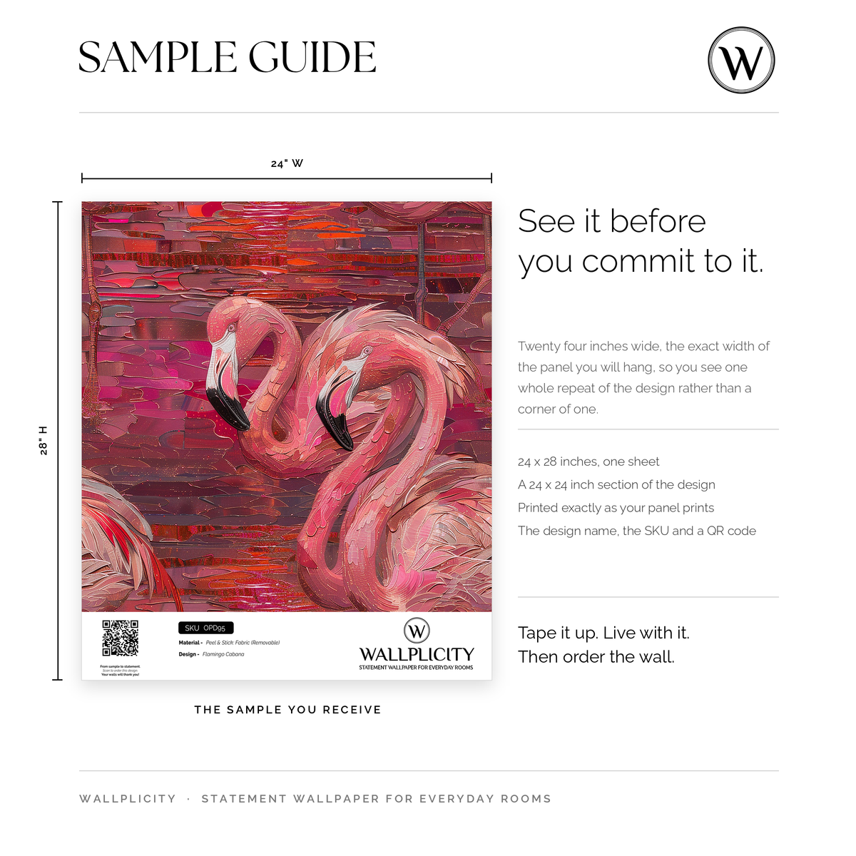 Flamingo Cabana wallpaper sample guide